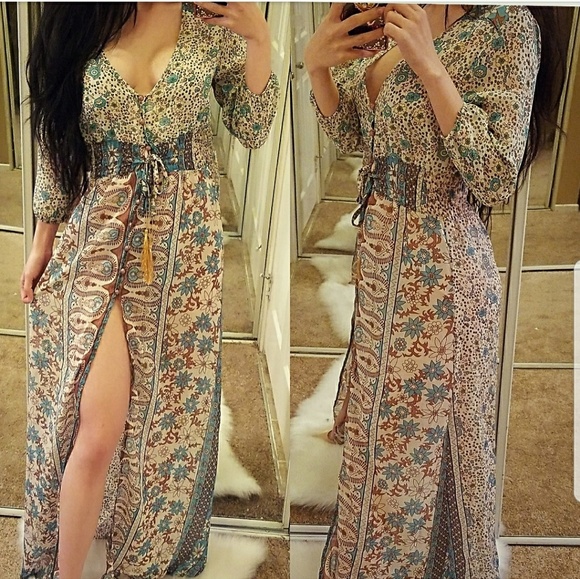 Bohemian Maxi Half Sleeve Gypsy Dress - Picture 3 of 4